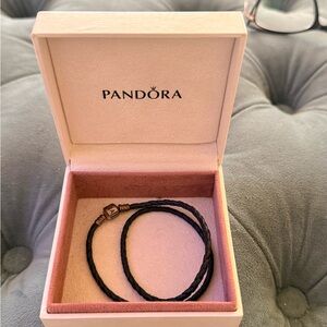Pandora Braided Black Leather Bracelet